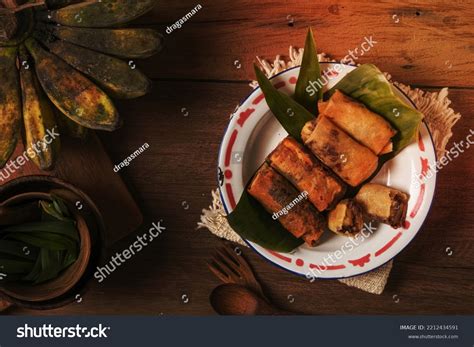 Piscok Banana Chocolate Traditional Snacks Indonesia Stock Photo ...