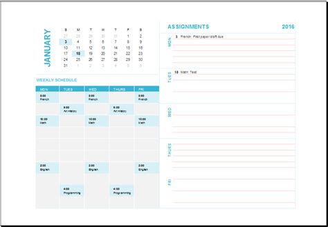 Monthly Task Calendar Template ~ Excel Templates