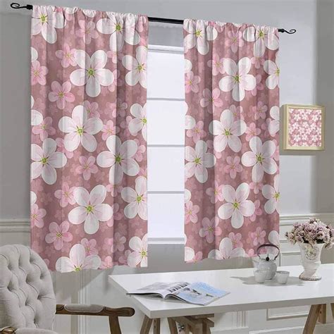 Amazon.com: Mozenou Flower Room Darkening Curtains for Bedroom Cherry ...