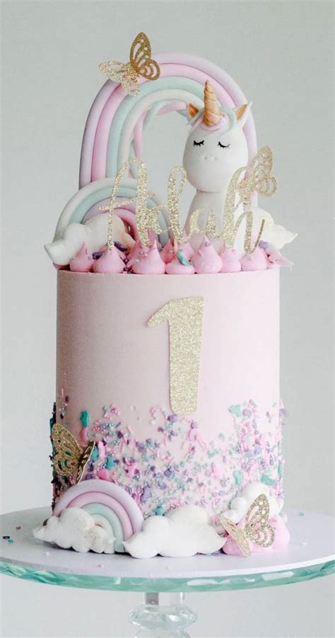 Cute Unicorn Cake Designs : Pastel rainbow unicorn birthday cake