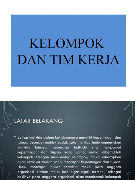 Pembentukan Kelompok Dan Tim Kerja | PDF