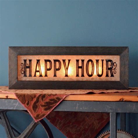 Vintage Style Light Up Happy Hour Sign | Lighted bar signs, Vintage style light, Home bar decor