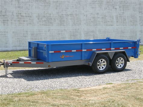 BWise DLP14-15 Dump Trailer in blue and gray with aluminum wheels ...