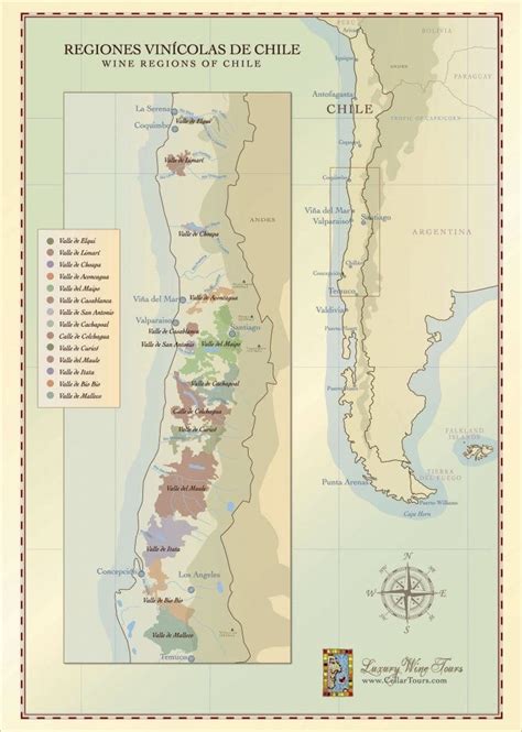 Chilean Wine Regions Map » Incl. Aconcagua ,Maipo Valleys » CellarTours