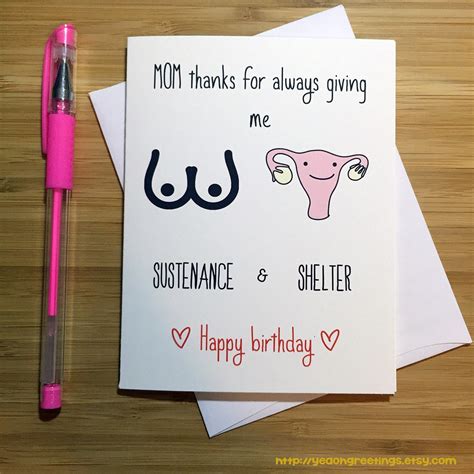 Happy Birthday Mom Funny Mom Card Inappropriate Card Card