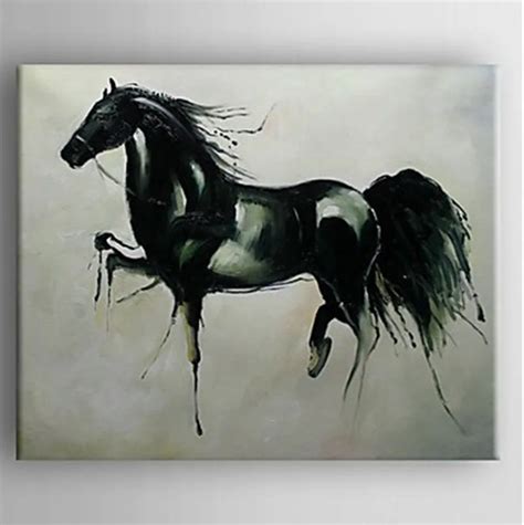 Abstract Acrylic Animal Paintings Black Horse Hand Painted Oil Painting on Canvas Modern Home ...