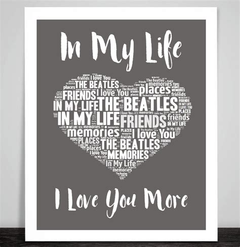 THE BEATLES in My Life Music Love Song Lyrics Heart Art Print/poster Home Decor Framed Picture ...