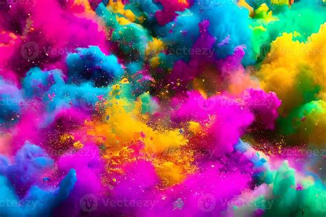 Colorful powder explosion happy holi festival of colors art concept ...