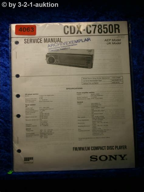 Sony Service Manual CDX C7850R CD Player (#4063) – Vocabulary Today