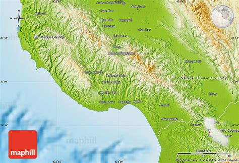 Physical Map of Santa Cruz County