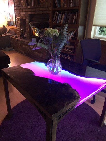 Glowing LED Resin River Table with Tutorial | Resin furniture, Wood resin table, Diy resin table