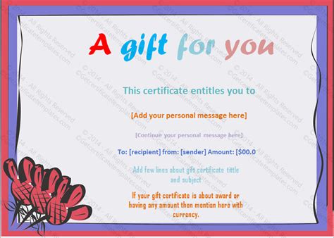 Artistic Frame Gift Certificate Template | Gift certificate template, Certificate templates ...