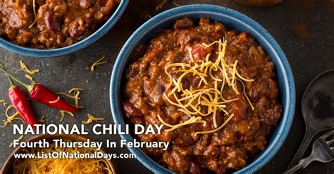 NATIONAL CHILI DAY - List Of National Days