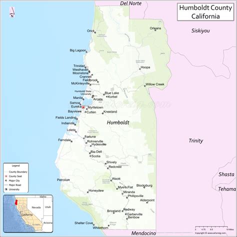 Humboldt County Map, California, USA | Towns and Cities in Humboldt County, Facts & Overview