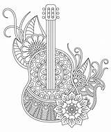 Guitar Coloring Pages For Adults Printable Page Instant  sketch template