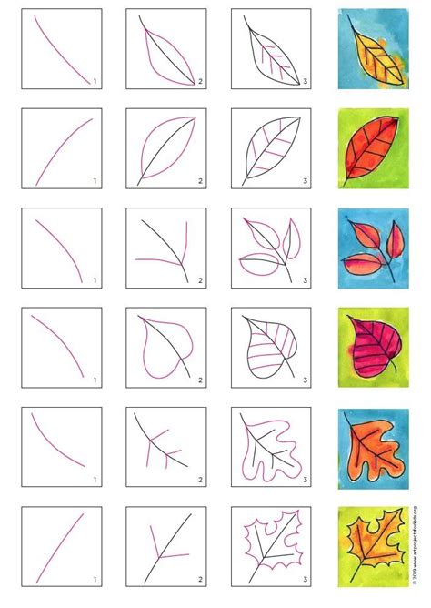 6 Easy How to Draw a Leaf Tutorial with Leaf Drawing Video and Coloring ...