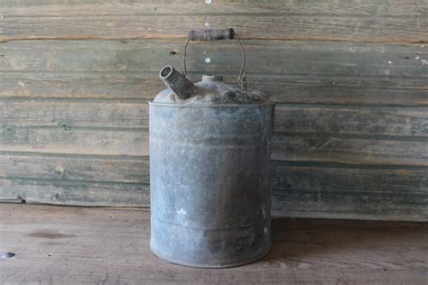 3 gallon galvanized metal gas can gas and oil spouted can | Etsy