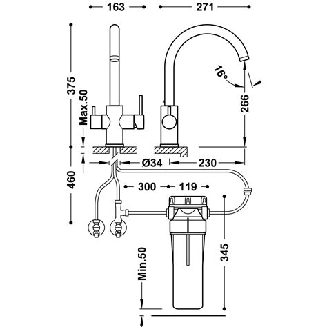 KITCHENS Dual-source single lever kitchen mixer tap for mains and filtered water.-23045402