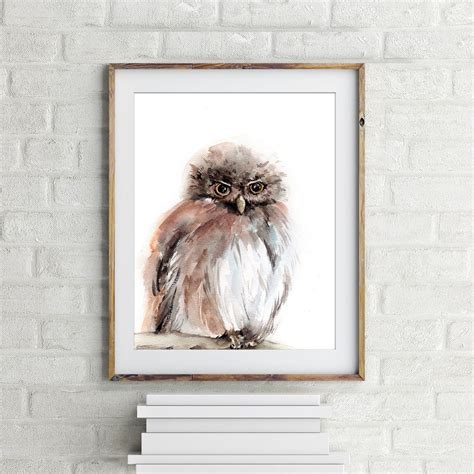 Little Owl Art Print Owl Watercolor Print Owl Art - Etsy