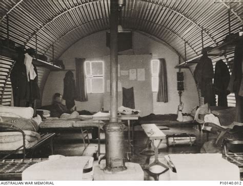 Interior of a Nissen hut in London, which was lived in by the airmen of the RAAF and RAF ...