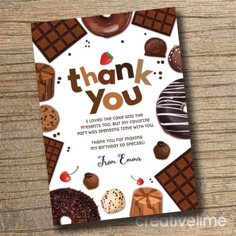 PRINTABLE Chocolate Thank You Card Chocolate Desserts - Etsy