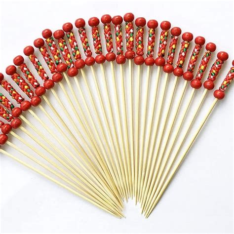 AUPERTO 100 count Bamboo Cocktail Picks - Multicolor Decorative Fruit ...