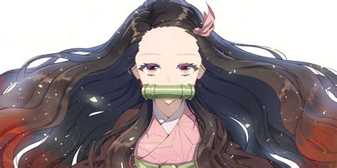 Kamado Nezuko, Kimetsu no Yaiba, manga, anime, anime girls, dark hair, long hair, pink eyes ...