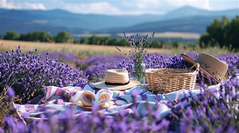 Summer Picnic On A Lavender Field Background, Picnic, Provence ...