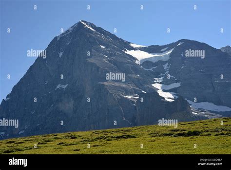 The Eiger, Kleine Scheidegg, mountain pass between Eiger and Lauberhorn peaks in the Bernese ...