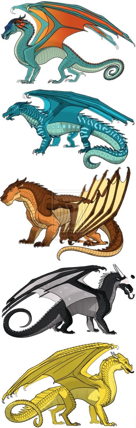 The Dragonets: Glory, Tsunami, Clay, Starflight, and Sunny. | Wings of fire dragons, Wings of ...