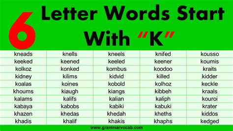 Six Letter Words That Start With K - GrammarVocab