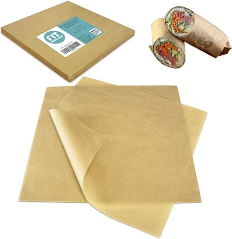 [250 Sheets] 12x12 Inch Kraft Deli Paper Sheets Sandwich Wrap - Natural Brown Food Basket Liners ...