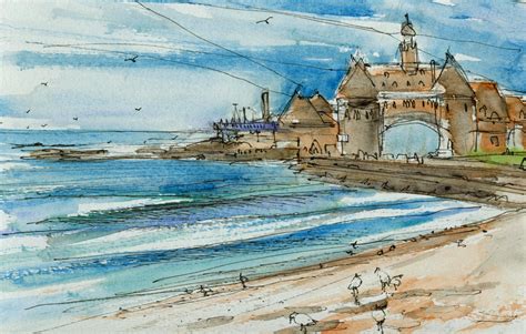 Narragansett Beach & Towers | Narragansett, Narragansett beach, Art