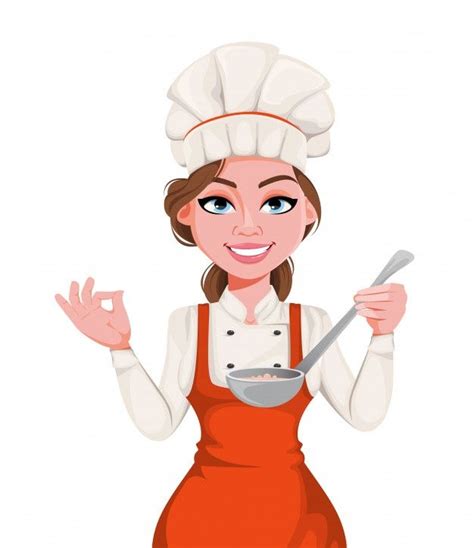 Premium Vector | Beautiful young chef woman. pretty cook lady | Cartões de visita confeitaria ...