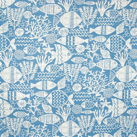 Ocean Blue Novelty Outdoor Upholstery Fabric