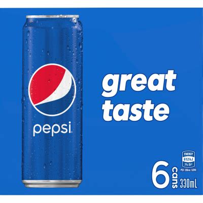 Calories in Pepsi Soft Drink Cans 6 x 330ml - Calorie