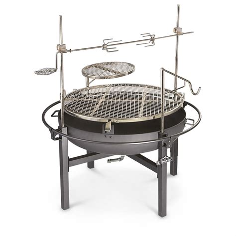 Cowboy Fire Pit Rotisserie / Grill - 282386, Stoves at Sportsman's Guide