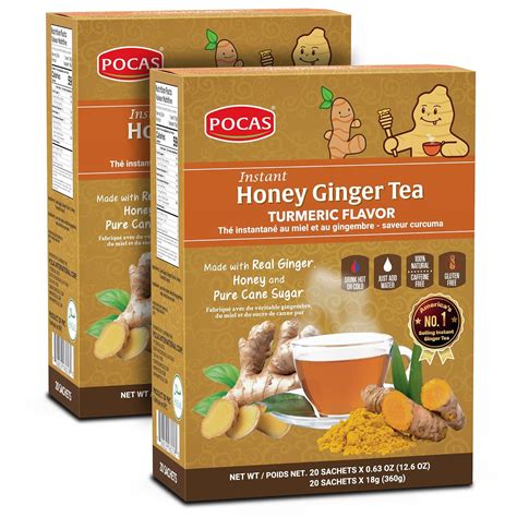 Amazon.com : Pocas Honey Ginger Tea - Instant Tea Powder Packets w/Turmeric Ginger Honey ...