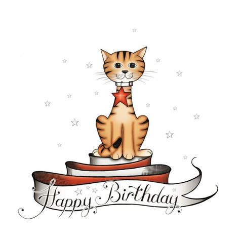 Cat Birthday Banner Greetings Card Clear Foil Card Cat Lovers Embossed Card # ...