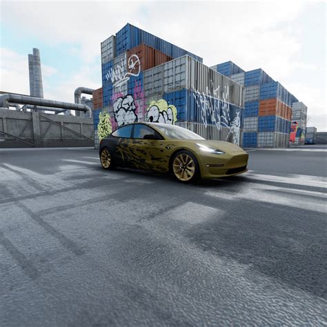 Gold Tesla Model 3 wrap by Malek-khelifi92 on DeviantArt