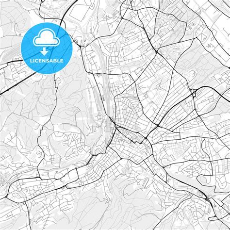 a map of the city of cologne, germany with blue circle and white outline lines