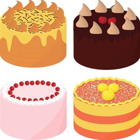 cartoon cakes set 44587637 Vector Art at Vecteezy