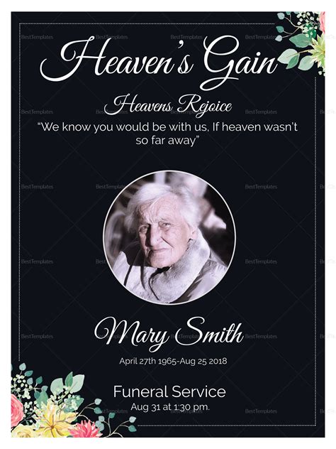 Funeral Invitation Card Template - Professional Sample Template