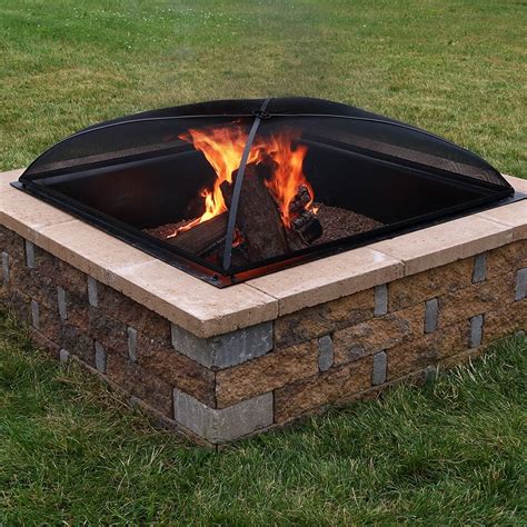 Sunnydaze Fire Pit Spark Screen Cover - Outdoor Heavy Duty Steel Square Firepit Lid Protector ...