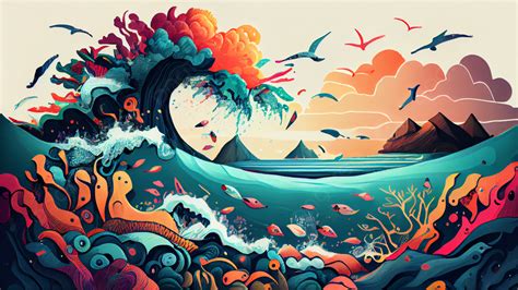 Ocean Spray Illustration Background, Wallpaper, Ocean, Underwater World Background Image And ...