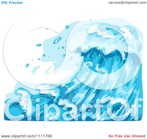 Clipart Large Blue Ocean Waves - Royalty Free Vector Illustration by ...