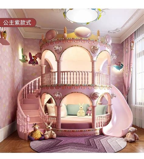 Princess Girl Slide Children Bed , Lovely Single Pink Castle Bed Girls ...