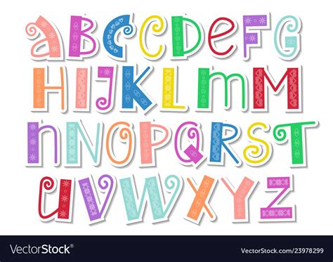 Colorful latin alphabet in paper cut style Vector Image