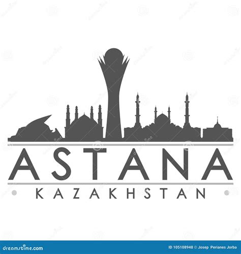 Astana Kazakhstan Asia Icon Vector Art Design Skyline Flat City Silhouette Editable Template ...