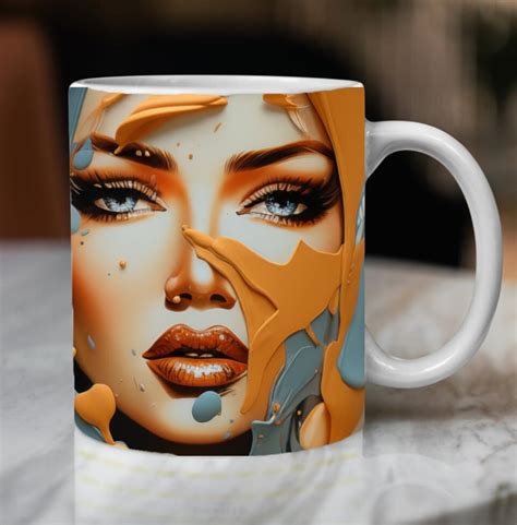 Gift Idea for Artists, Abstract Art Mug Wrap, Gift Mug Design, 3D Artful Mug Sublimation, Coffee ...